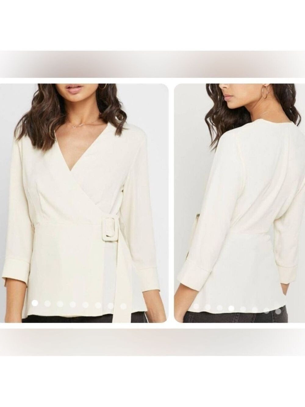 NWT Topshop Wrap Blouse Belted Cream
Top size 10 BRAND NEW